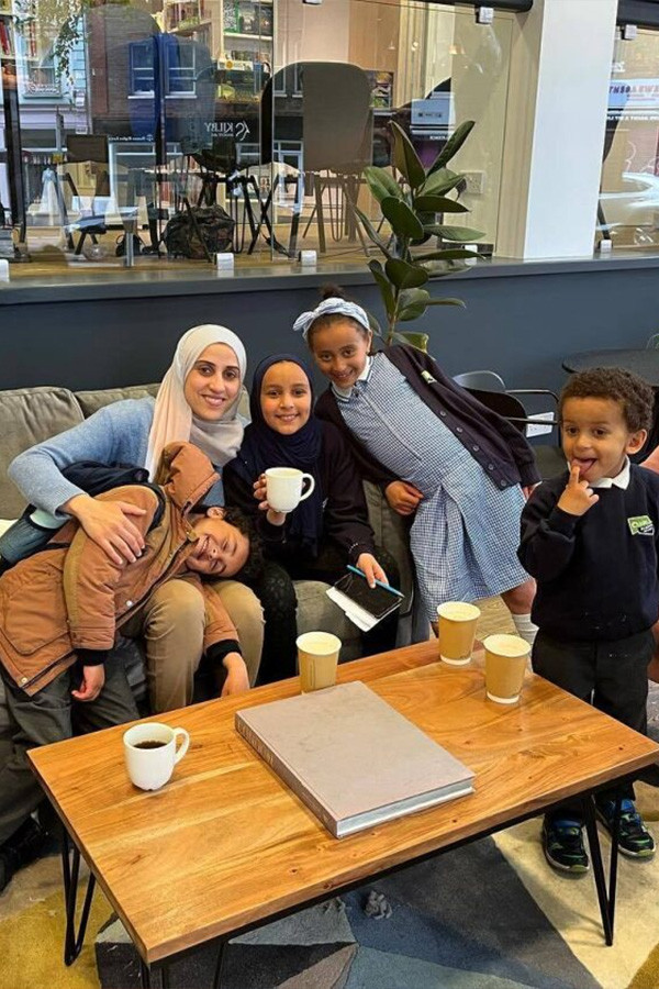 Family in a cafe
