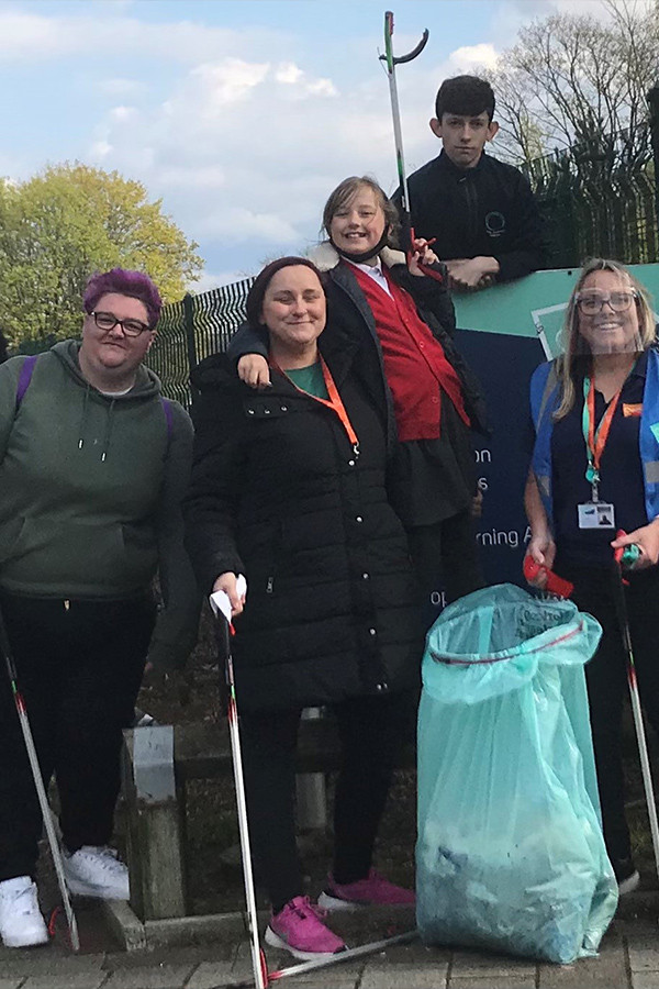 Parent, carers and children litter picking